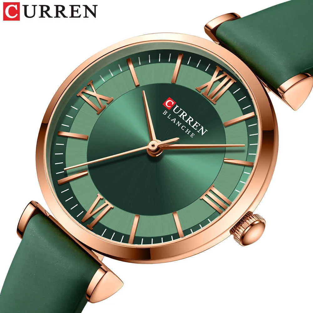 Curren Watche 's Quartz Leather WRSITWATCHES 유행 클래식 시계 MONTRE FEMME 210616