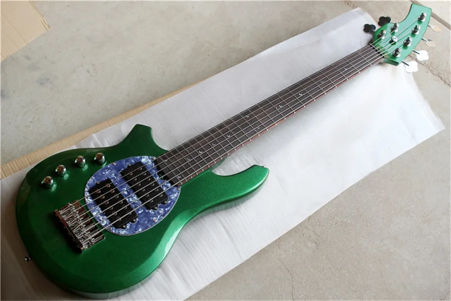 Verde metálico 6 cordas de mão esquerda guitarra elétrica do corpo elétrico com hardware cromado, pickups ativos, captadores HH, podem ser personalizados