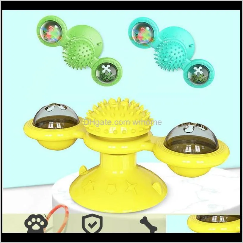 educational pet soft play game whirling kitten turntable massage tickle with led ball windmill cat toy teasing interactive1