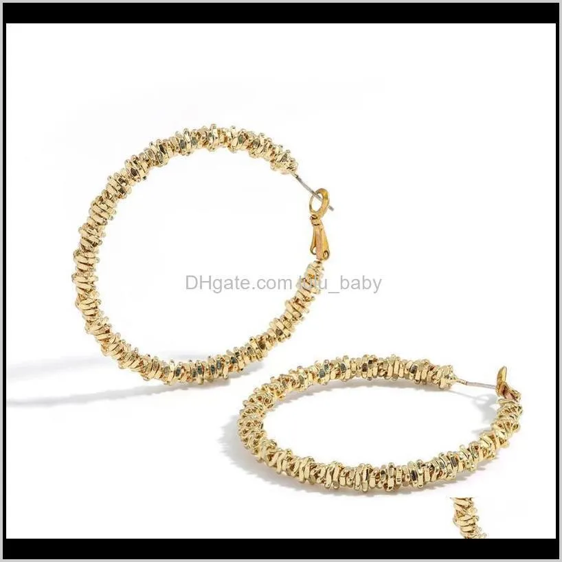 irregular gold color big circle hoop earrings for women 2020 new hand-woven maxi chain earrings jewelry gifts wholesale
