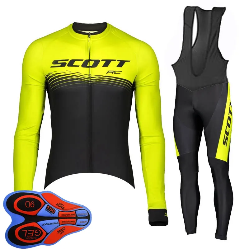 Primavera Otono Equipo SCOTT Ciclismo Para Hombre Conjunto De Camisetas Camisas De Manga Larga Pantalones Con