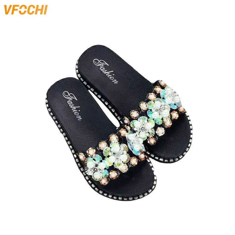 Vfochi Girl Summer Slippers Sequin Flats Schoenen voor Kinderen Moeder Casual Slip-on Kinderen Tiener Slipper 210712