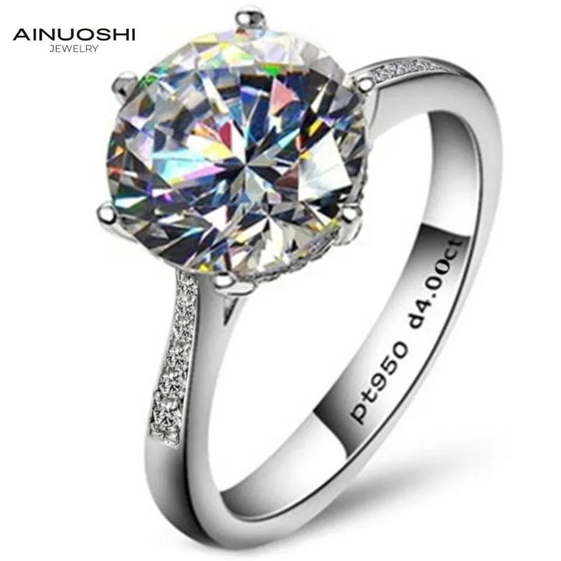 Кластерные кольца роскошь 4 NSCD Solitaire Ring Women Женщины подлинные 925 серебряного серебряного серебряного серебра Сона Свадебной палец