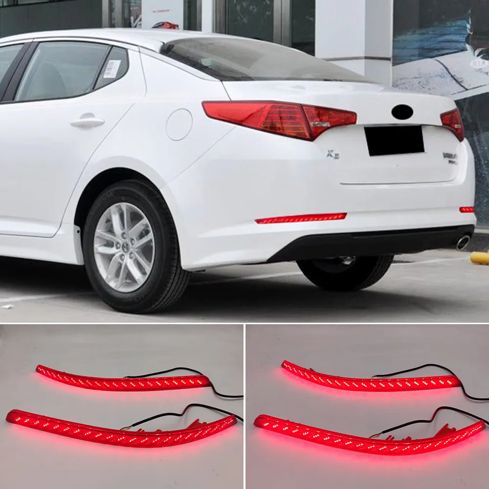 2PCS LED Red Rear Bumper Reflector Lights Brake Warning Stop Tail Lamp For Kia Optima K5 2011 2012 2013 Car Accessories