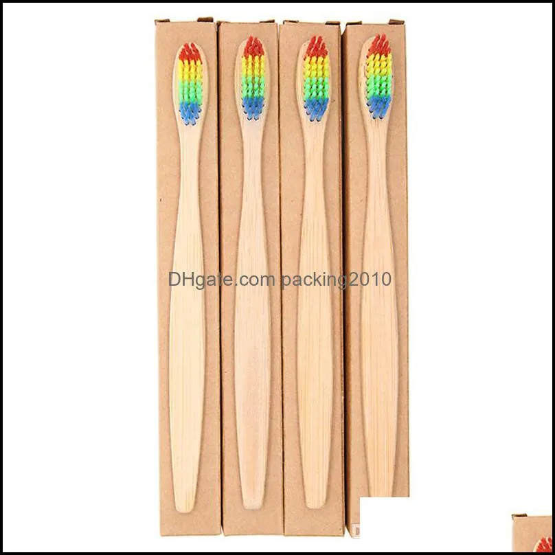 Reusable natural toothbrush bamboo set pack of 4 with travel case cheap with box packing biodegradable