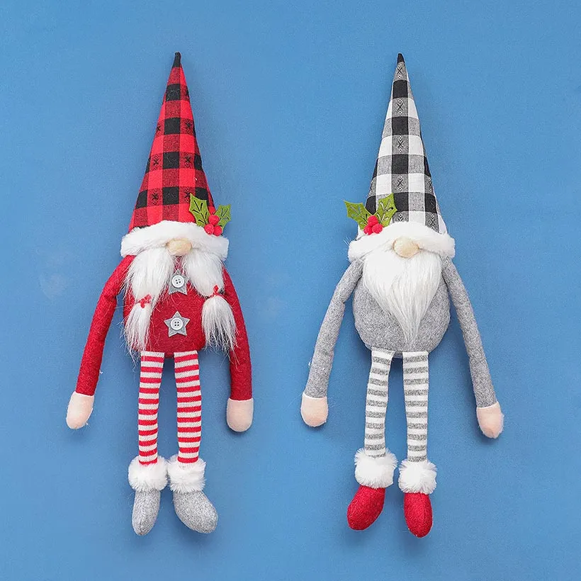 Weihnachtsdekoration Plüsch Gesichtslose Puppe Gefüllte Ältere Vorhang Schnalle Krawatte Seil Tür Hängende Lieferungen HH21-797