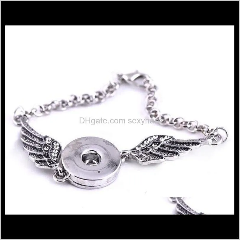 angel wings bracelets bangles antique silver diy ginger snaps button jewelry accessories new style bracelets for women