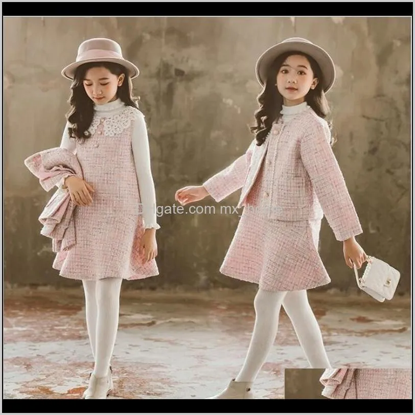Baby Baby, & Maternity Drop Delivery 2021 Clothes Girls Set Autumn Winter Wool Coats And Skirts Boutique Kids Clothing Sets Fashion Casual Te