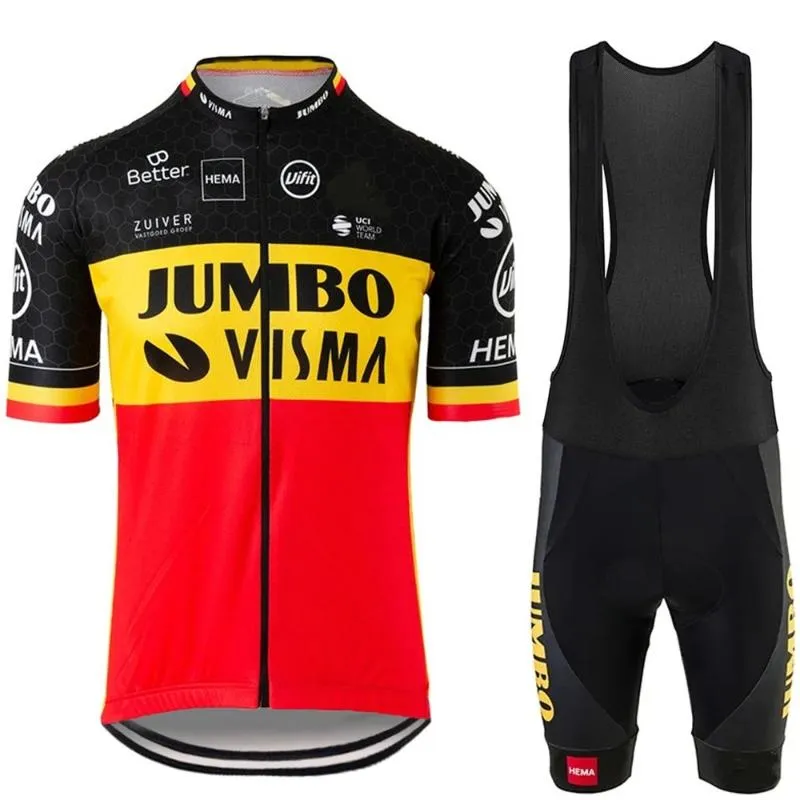 Racing Sets Mäns Cykel Team Kortärmad Cykling Jersey Set Belgiska Kläder Väg Bike Jerseys Suit Shorts MTB Maillot