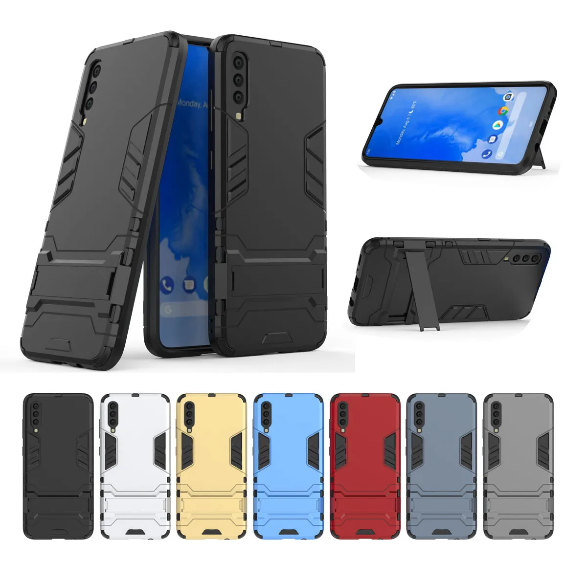 Прочная броня Kickstand Hybrid Phone Case для iPhone 13 Pro Max 12 Mini 11 XR Samsung S20 S21 Ultra Note 20 A73 A52 5G M30