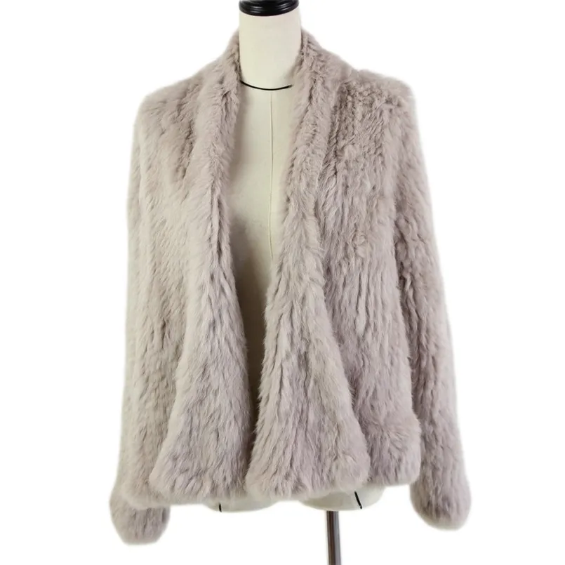 Jaqueta de pele de coelho de malha Popuplar moda casaco de inverno para mulheres * harppihop 211110