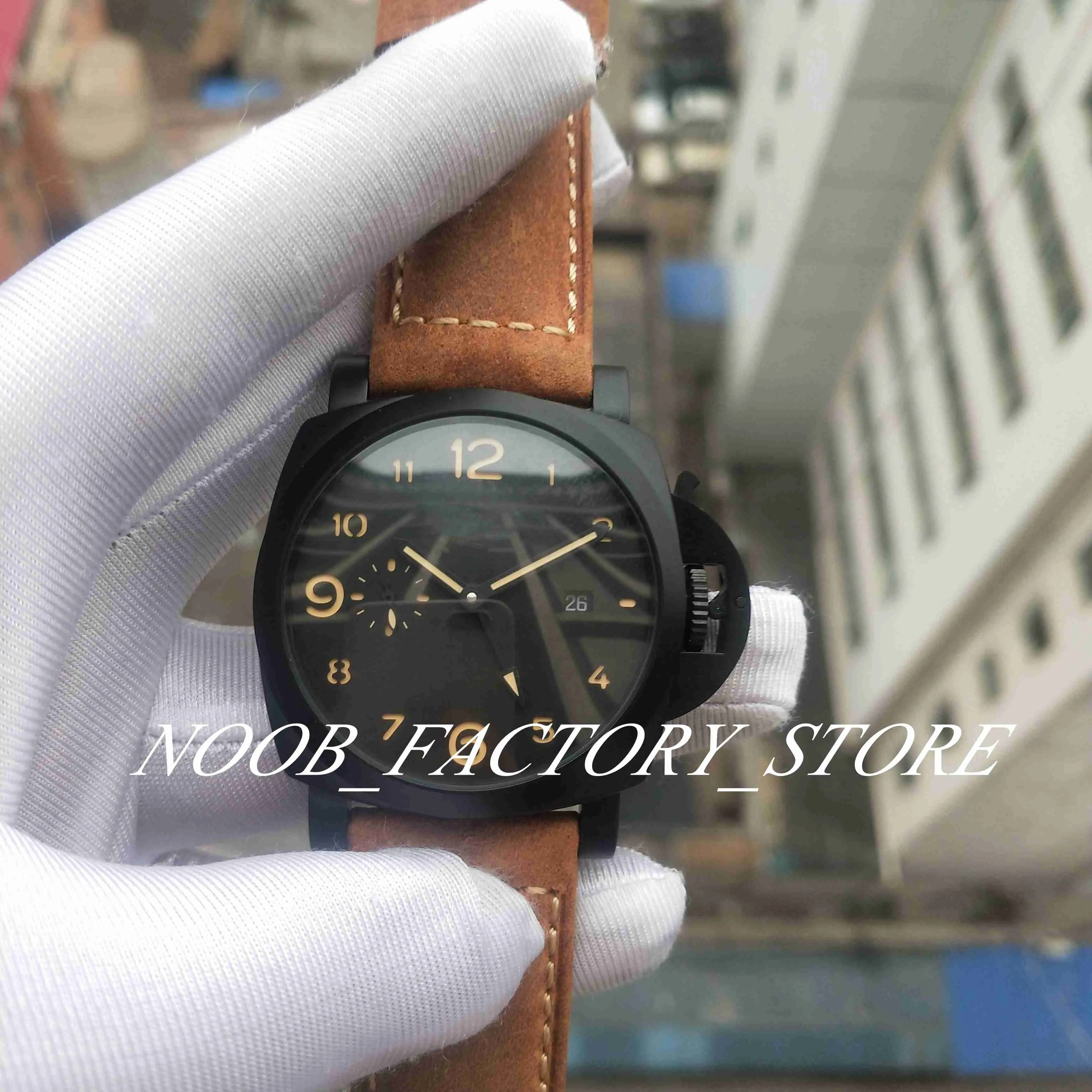 Super Factory Sales Watch of Me 1950 Classic Real Photo 44mm Black Face Brown Strap 441 Automatic Movement Fashion Luminous Wristwatch Watches With Original Box