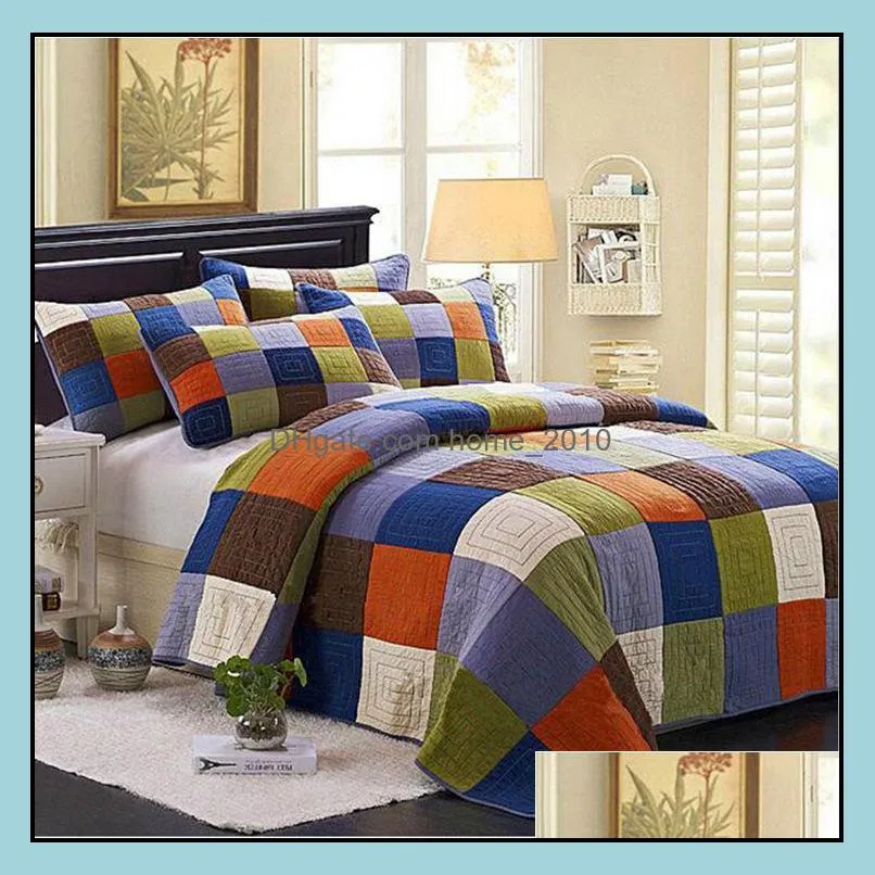 European and American cotton printed washed quilted embroidery quilting is three-piece set washed by spring and autumn 230*250cm