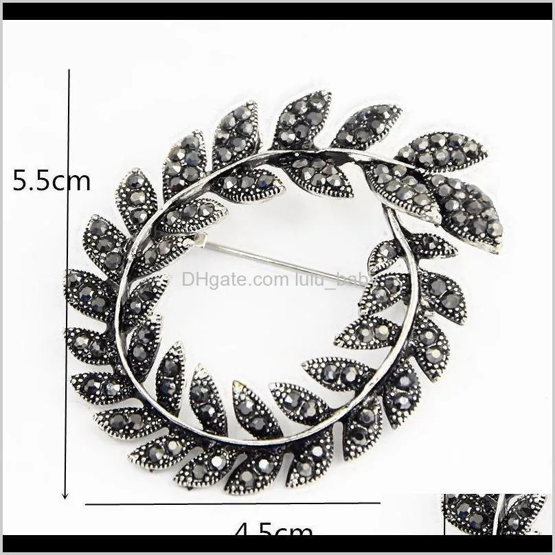 Olive Branch Brooch Fully-jewelled Rhinestone Alloy Man`s Suit Lead Needle Joker Clothes And Ornaments Ornaments