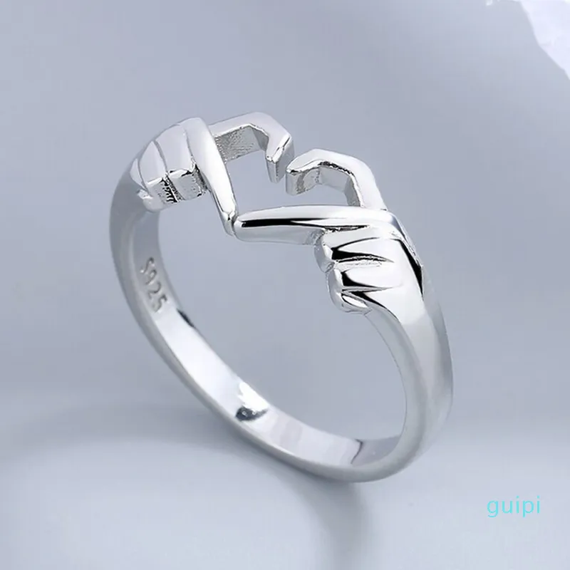 Frauen Hand offener Ring süße Herz Fingerringe Silber Gold Geschenk für Liebe Freundin Modeschmuck Accessoires