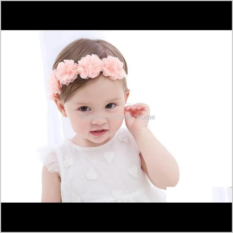 new korean style baby girl five flowers hair bands girls pink headbands children headwear fashion kids headdress hair accessories