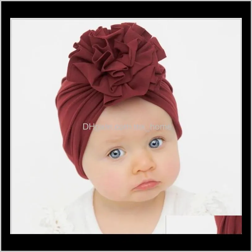 18 colors new baby hats toddler knitted cotton caps infant flower hat newborn hats 10pcs/lot