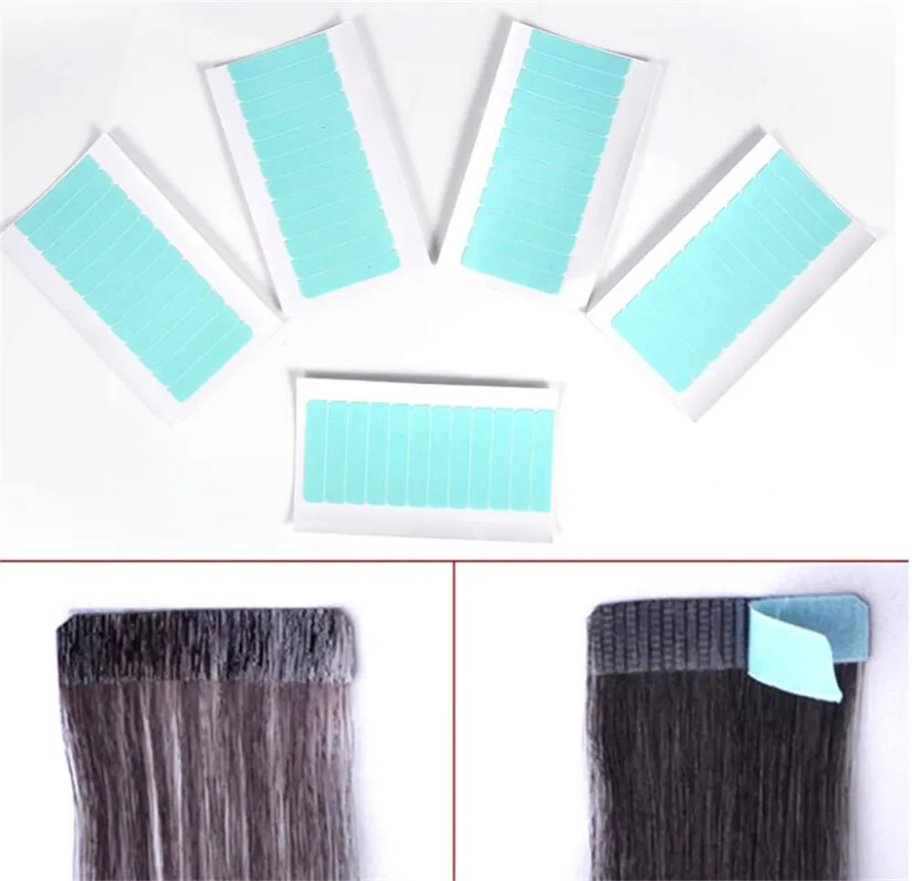 Partihandel 12st /ark PU Wig Tape Adhesive dubbelsidiga hårband Toupees Pieces and Extension