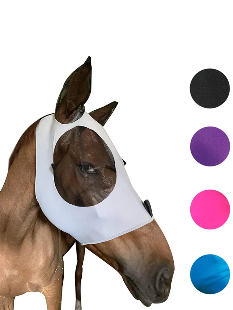 Masque Anti-mouches Pour Cheval – Vert, Taille L, Avec Oreilles, Respirant