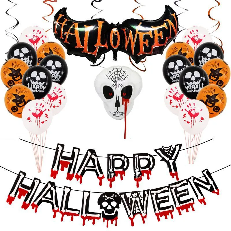 Halloween ballong Spoof Tricky Skull Party Decoration Horror Bloody Pattern Aluminium Foil Balloons Sets