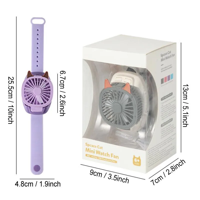 Cooling Mini Watch Fan Home Handheld Rotatable Detachable Fans Student Rechargeable USB Wrist Summer Outdoor Indoor Traveling BH4758 TQQ