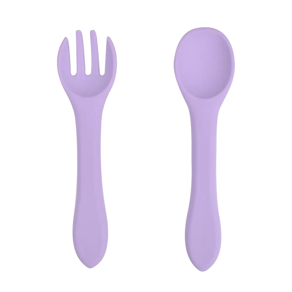 Food Grade Silicone Spoon Fork Children Tableware Baby Supplement Set