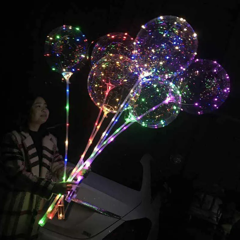 Luminoso Bobo Globo Balloon 20 pulgadas LED Globo Luz Niños Juguetes Parpadeando Globos Cumpleaños Boda Navidad Decoración de fiesta de Halloween