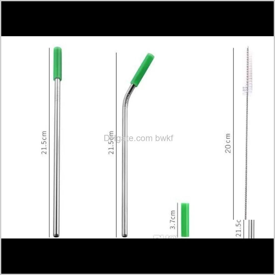 304 stainless steel straw silicone colored drinking straws combination with anti-scratch head anti-scratch mouth bone bag set