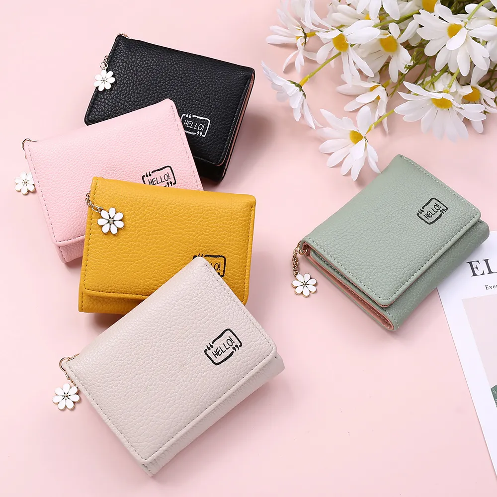 Buy SUMGOGO Small Wallet for Women Girls Wallets Cute Flower Cash Pocket &  Card Holder & Coin Purse Money Billfold PU Leather Fashion, Pink, Cute  Bifold Wallet for Women, Girls, Kids at