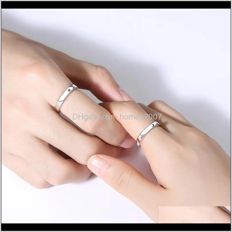 couple opening sun moon ring minimalist silver color adjustable for men women friend engagement jewelry wedding rings