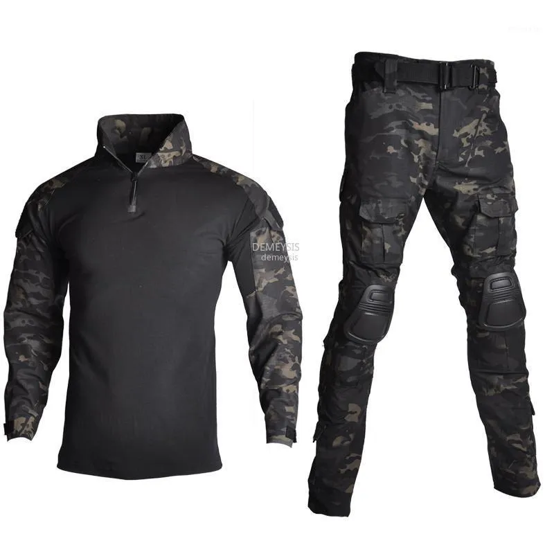 Uniforme militaire avec des pads de genou en coude confortable armée de peintureball de peintureball de sport tactique pantalon de chemise de camouflage costumes de chasse