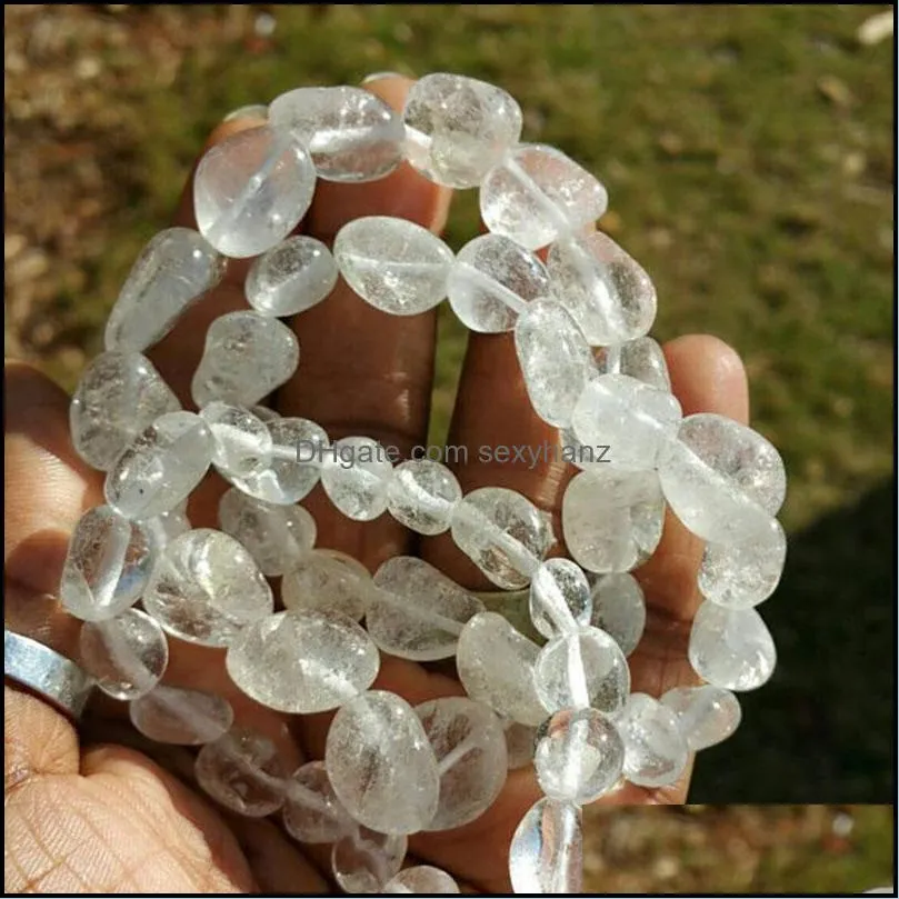 Tumbled Clear Crystal Bracelet Handmade Chakras Reiki Stone Healing Bracelets Women Natural Yoga Jewelry Beaded, Strands