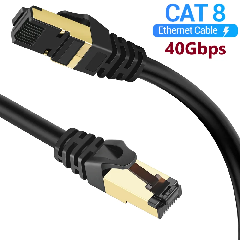 CAT8 Ethernet Kablosu 40GBPS 2000 MHz Yüksek Hızlı Gigabit SFTP LAN Network RJ45 Akıllı Ofis Akıllı Evi Kullanımı için İnternet Kabloları