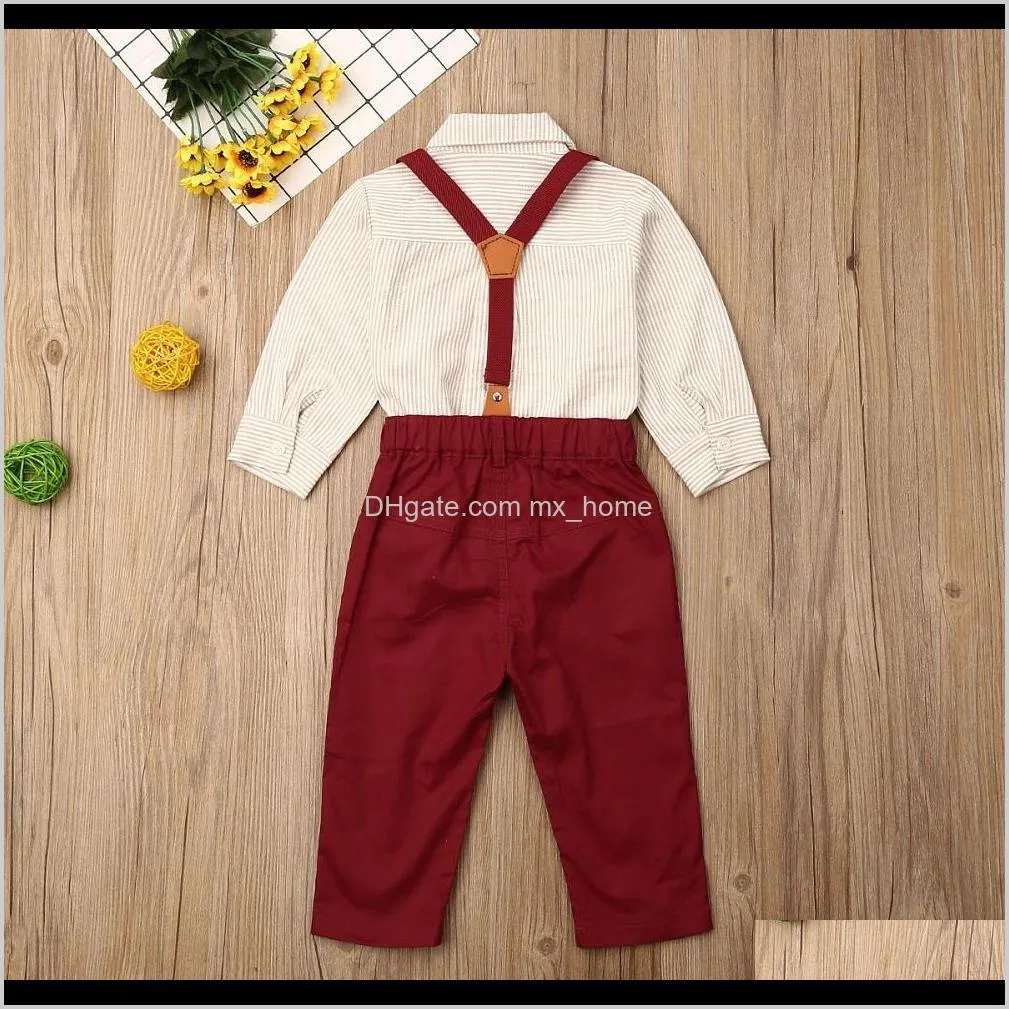 2pcs infant baby boys clothes tops shirt blouse bib pants gentleman outfit set