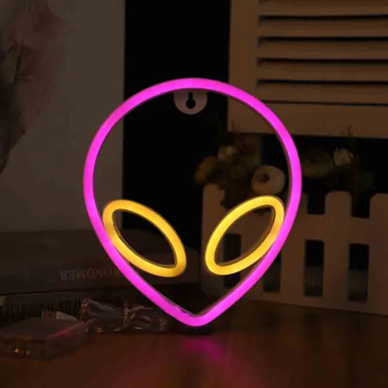 Alien Neon sinal parede suspensão decoração lâmpadas de fita lâmpadas de fita USB luzes para festas de aniversário barras de natal decoração lâmpada