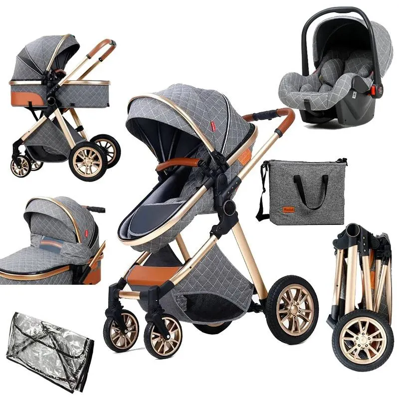 2021 NY BABY STROLLER 3 I 1 Hög Landscape barnvagn som lutar till babyvagn fällbar barnvagn baby basinet puchair nyfödd