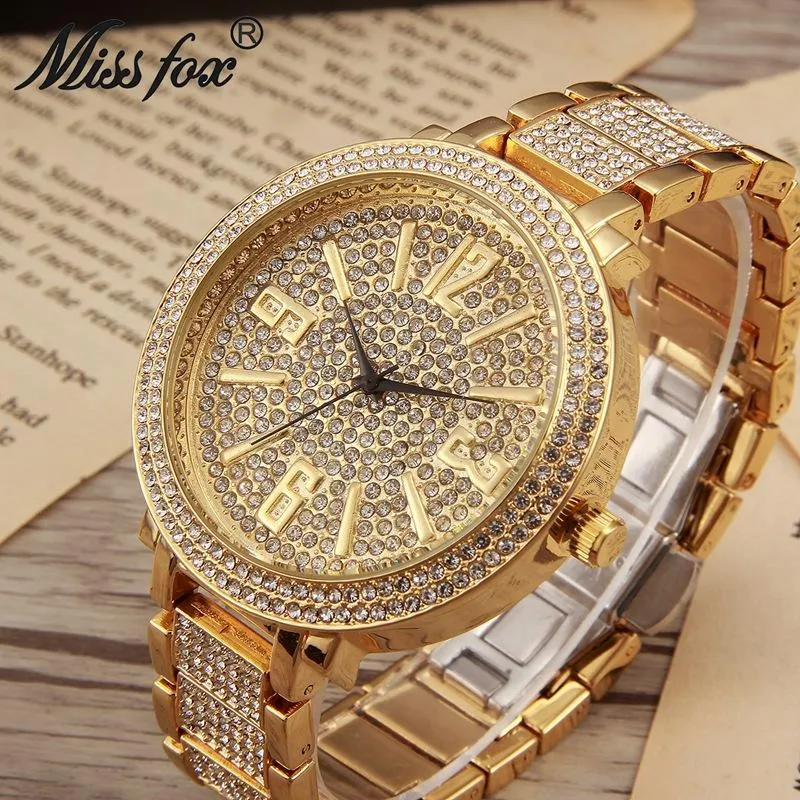 Relojes de cara grande para mujeres Moda japonés Movimiento de cuarzo completo Reloj de diamante completo femenino dial grande árabe numero relojes de pulsera