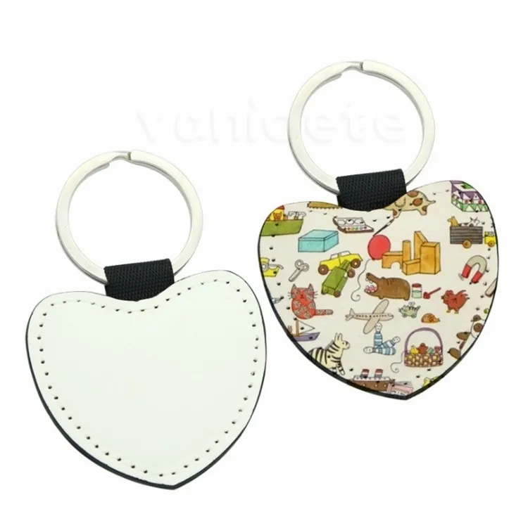Double-sided Sublimation Blanks Keychain Party Favor PU Leather
