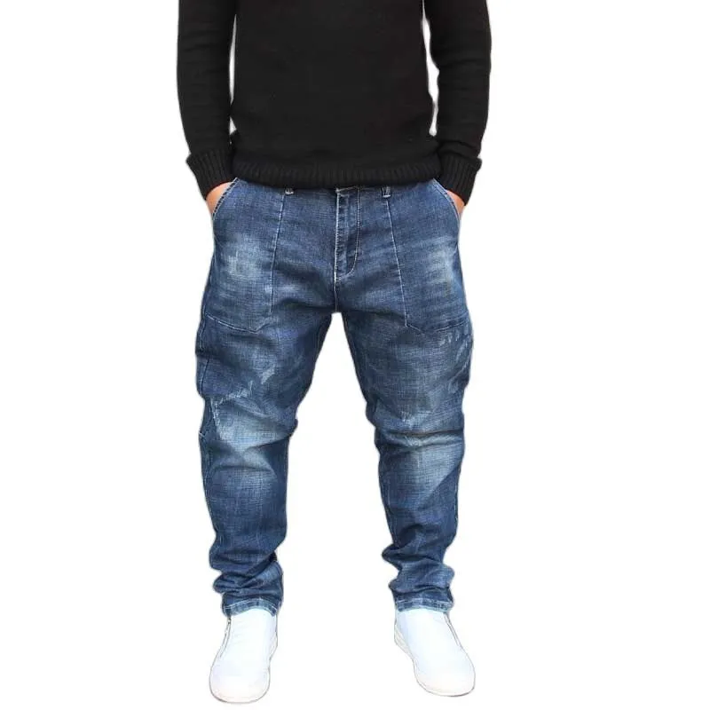 Fashion Harem Jeans Men Casual Hip Hop Denim Pants Streetwear Loose Baggy Trousers Male Clothes