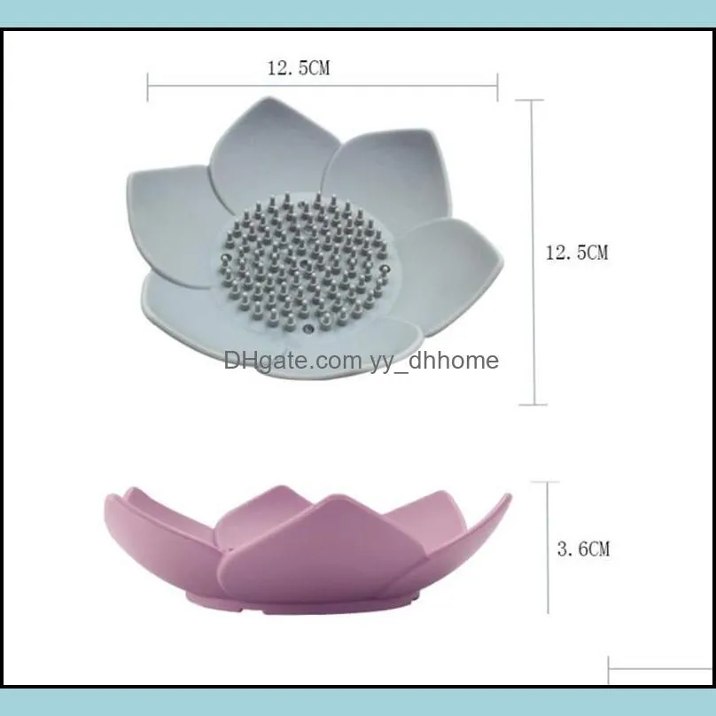 Hot Garden Home Draining Soap Dish Box Plate Lotus Shape Silicone Box soap Holder Portable Soap Dishes