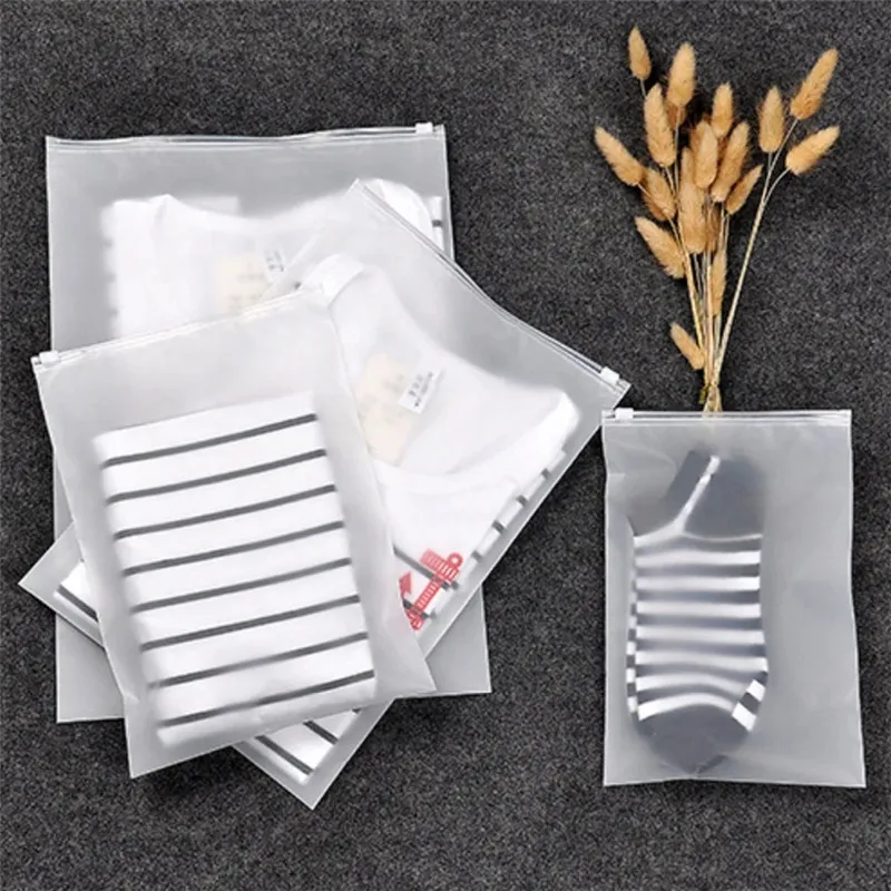 Resa Förvaringsväska Frostat Plast Reclosable Zipper Paketväskor Återanvändbar Förpackningspåse För Mat Gift Kläder Smycken