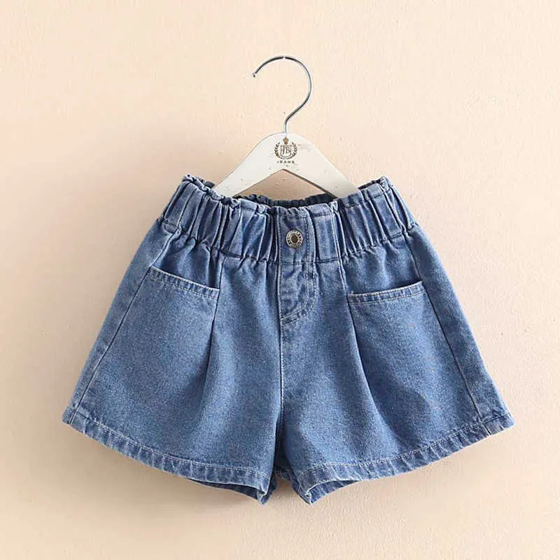 Summer Fashion Cute 3 4 5 6 7 8 9 10 11 12 Years Children Pocket Cotton Big Size Loose Denim Shorts For Baby Kids Girls 210529