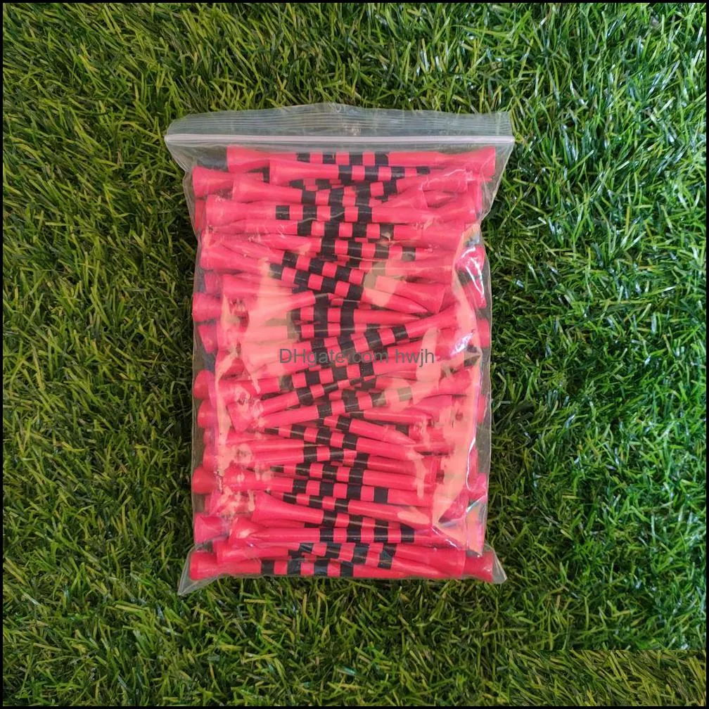 100pcs/Bag Bamboo Golf Tees Wite Red With Black Stripe Mark Scale 70mm 83mm Golfs Accesories 2 size Colorfull Ball Tee