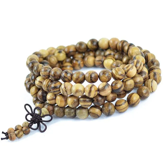 Encens vietnamien authentique en bois d'agar 108 perles 6-8 mm Bracelets de méditation de prière de mode Bijoux pour hommes Bracelet en bois 0300 perlé, brins