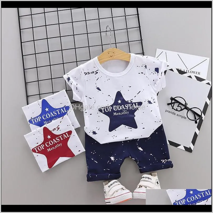 2pcs kids baby boys clothing sets boy girls cotton star t-shirt tops+short pant summer children clothes