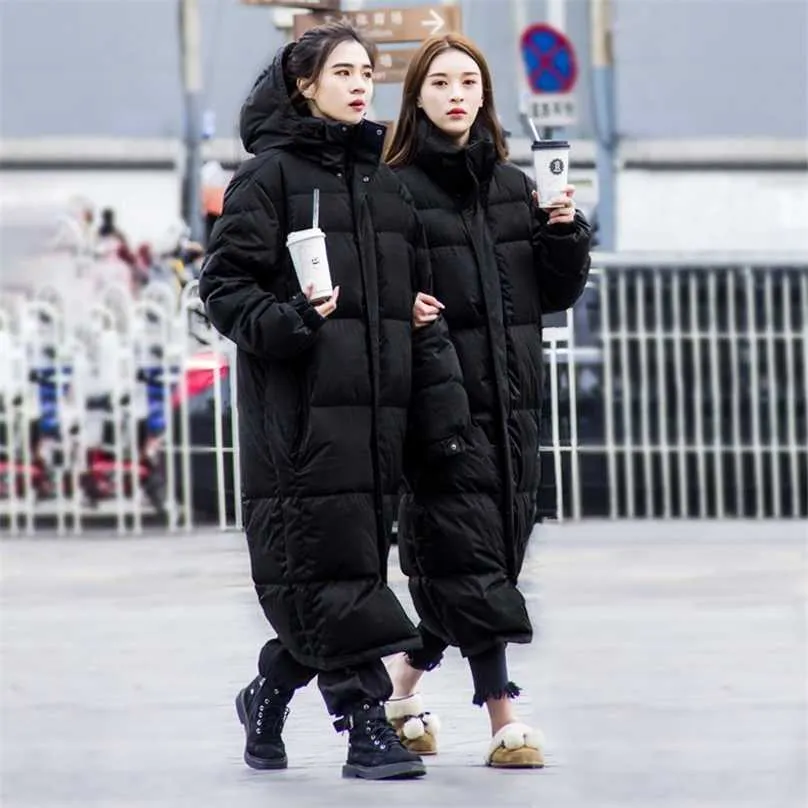 Hooded Coat for Women Autumn Warm Thick Long Puffer Winter Ladies Down Jackets Couple models men and women Parka Quilte 211018