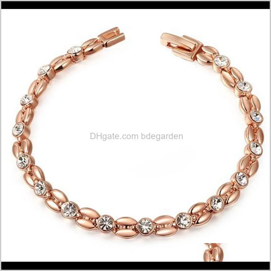 Kralen, strengen sieraden zirkoon kralen kernel vorm rose goud kleur armbanden voor vrouwen mode van drop levering 2021 Raiww