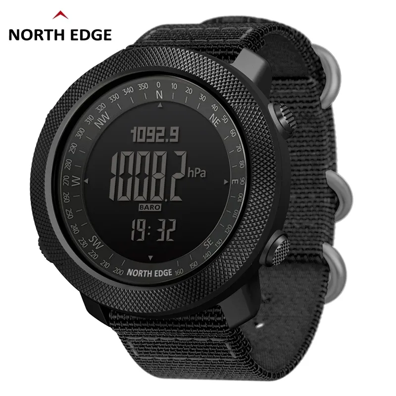 North Edge Męskie Sport Cyfrowy Zegarek Godziny Bieganie Pływanie Wojskowe Zegarki Armii Altimeter Barometr Compass Wodoodporna 50m 210407