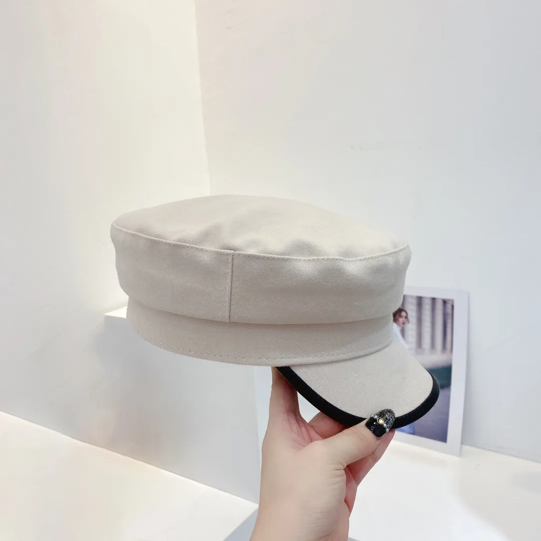 Cotton Berets Fashion Women Military Hat Spring Autumn Sailor Hats Black Ladies Beret Caps Flat Top Captain Cap Travel Cadet