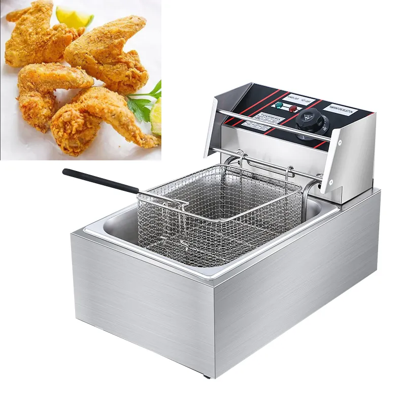 Fritadeira elétrica com a cesta ajustável do termostato do termostato 2500W Capacidade 10L removível alimento de aço inoxidável máquina frita